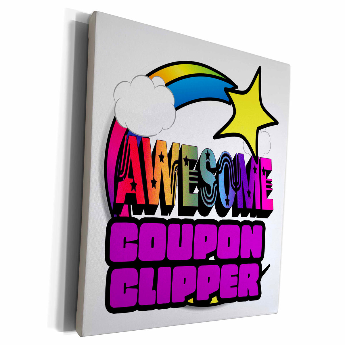 3dRose Shooting Star Rainbow Awesome Coupon Clipper - Museum Grade Canvas Wrap (cw_201255)