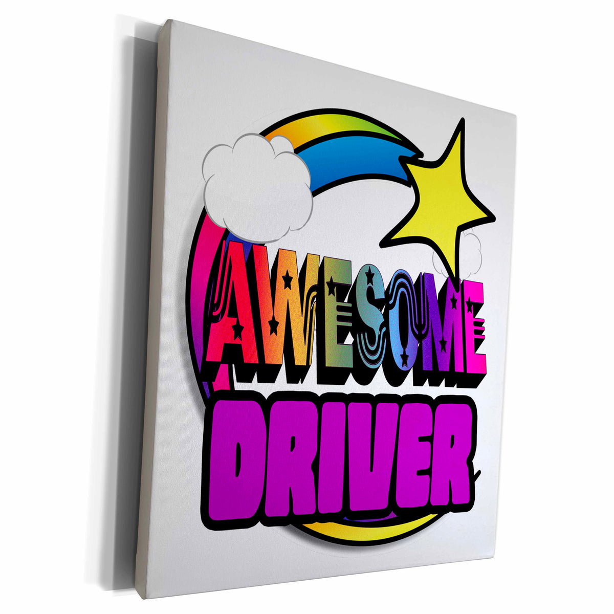 3dRose Shooting Star Rainbow Awesome Driver - Museum Grade Canvas Wrap (cw_201278)