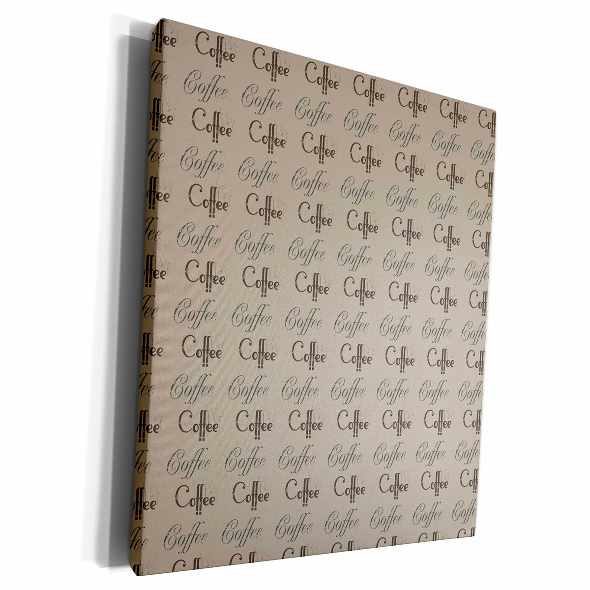 3dRose PS Inspirations - Brown Coffee Words - Museum Grade Canvas Wrap (cw_201488)