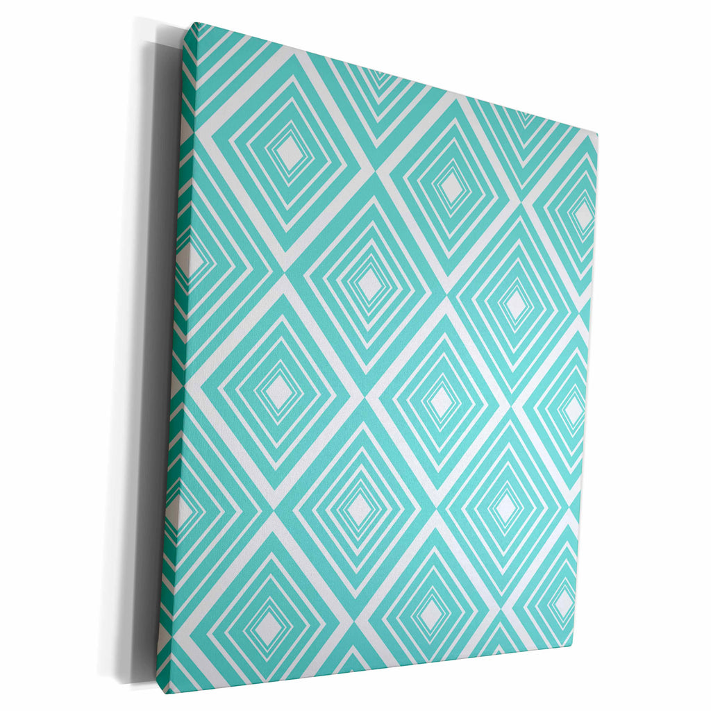 3dRose Blue Diamond Geometric Pattern - Museum Grade Canvas Wrap (cw_201723)