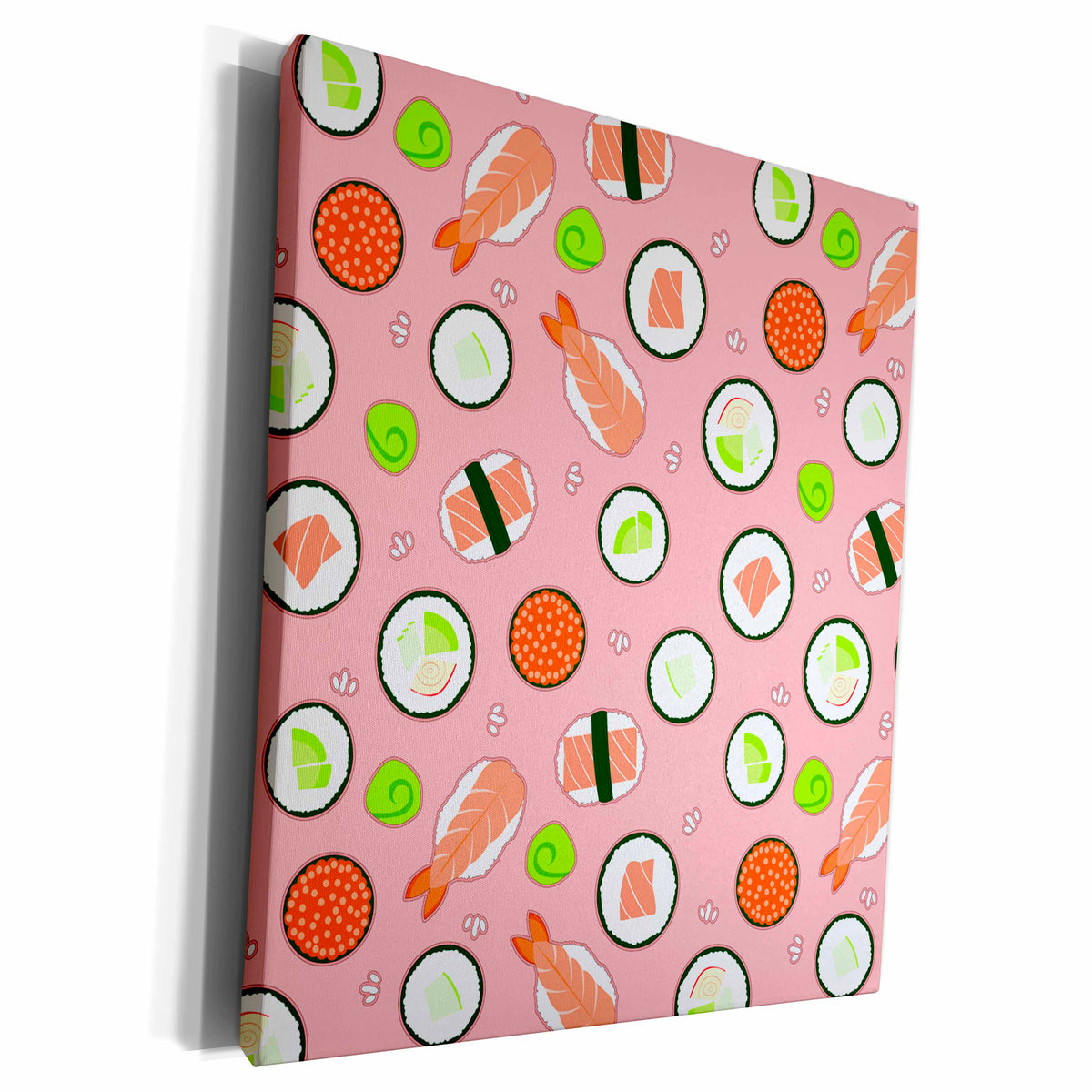 3dRose Cute Pink Sushi Pattern - Museum Grade Canvas Wrap (cw_201727)
