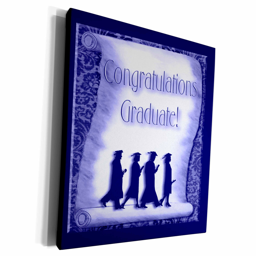 3dRose Congratulations Graduate Blue - Museum Grade Canvas Wrap (cw_20190)