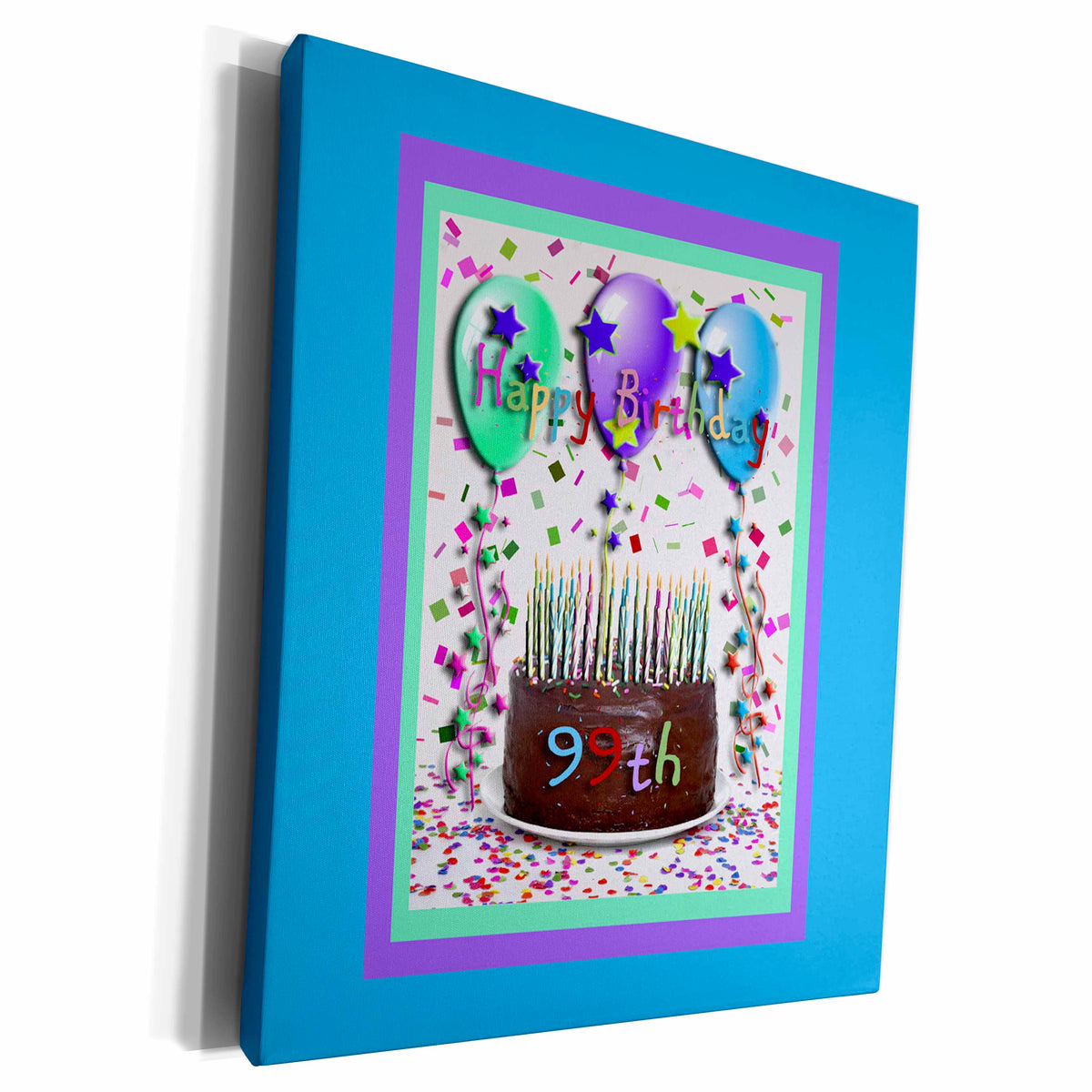 3dRose Happy Birthday 99th Chocolate Cake - Museum Grade Canvas Wrap (cw_20202)