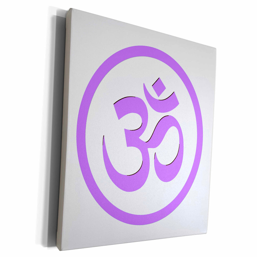 3dRose EvaDane - Symbols - Om, Namaste, Purple - Museum Grade Canvas Wrap (cw_202838)