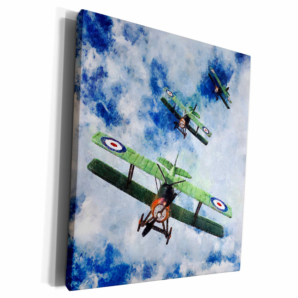 3dRose World War One Biplanes Diving - Museum Grade Canvas Wrap (cw_203160)