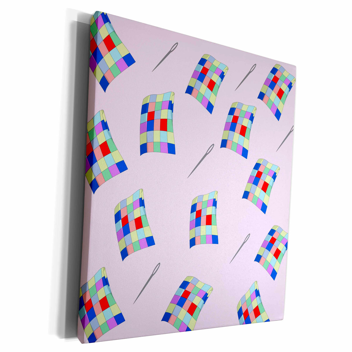 3dRose Print of Quilting Squares with Needle Repeat Pattern - Museum Grade Canvas Wrap (cw_204583)