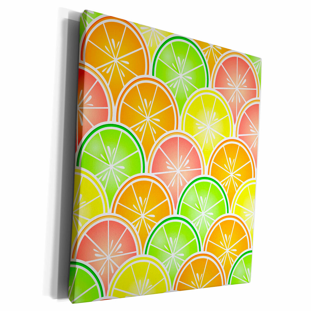 3dRose Citrus Scallop Pattern - Museum Grade Canvas Wrap (cw_204732)