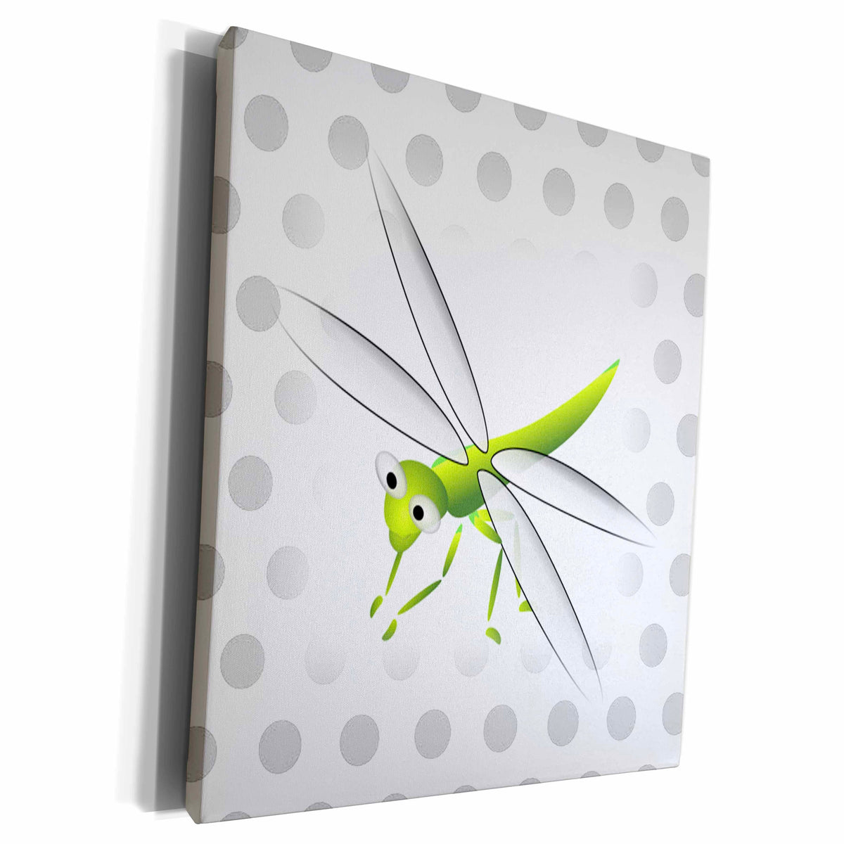3dRose Print of Dragonfly On Silver Dots - Museum Grade Canvas Wrap (cw_205135)