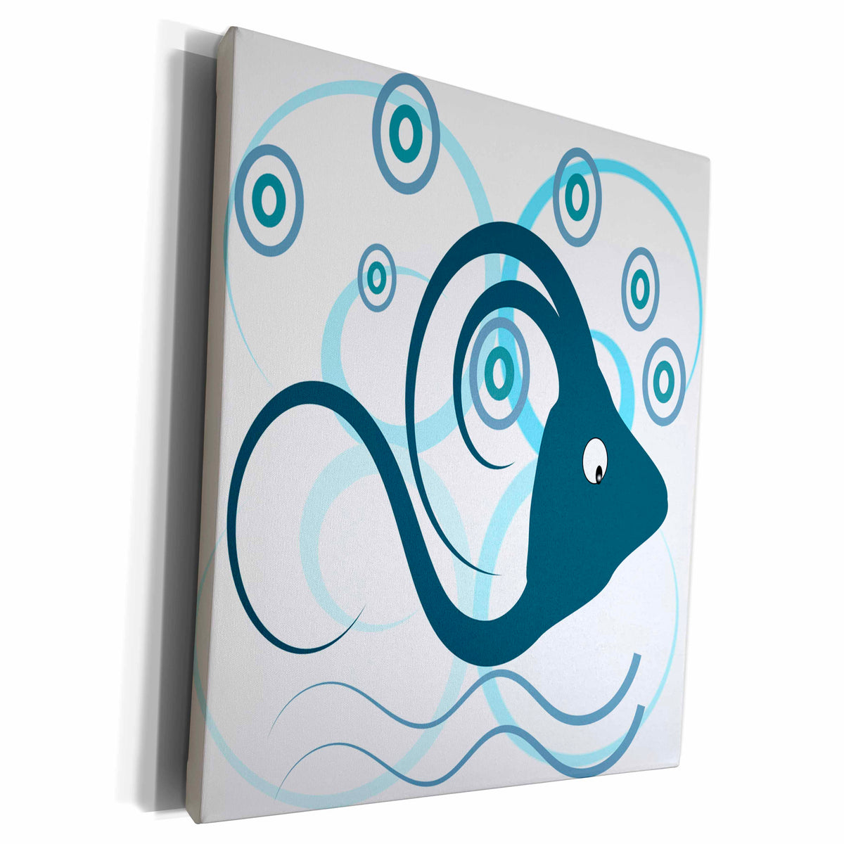 3dRose Abstract fish design in blues - Museum Grade Canvas Wrap (cw_20517)