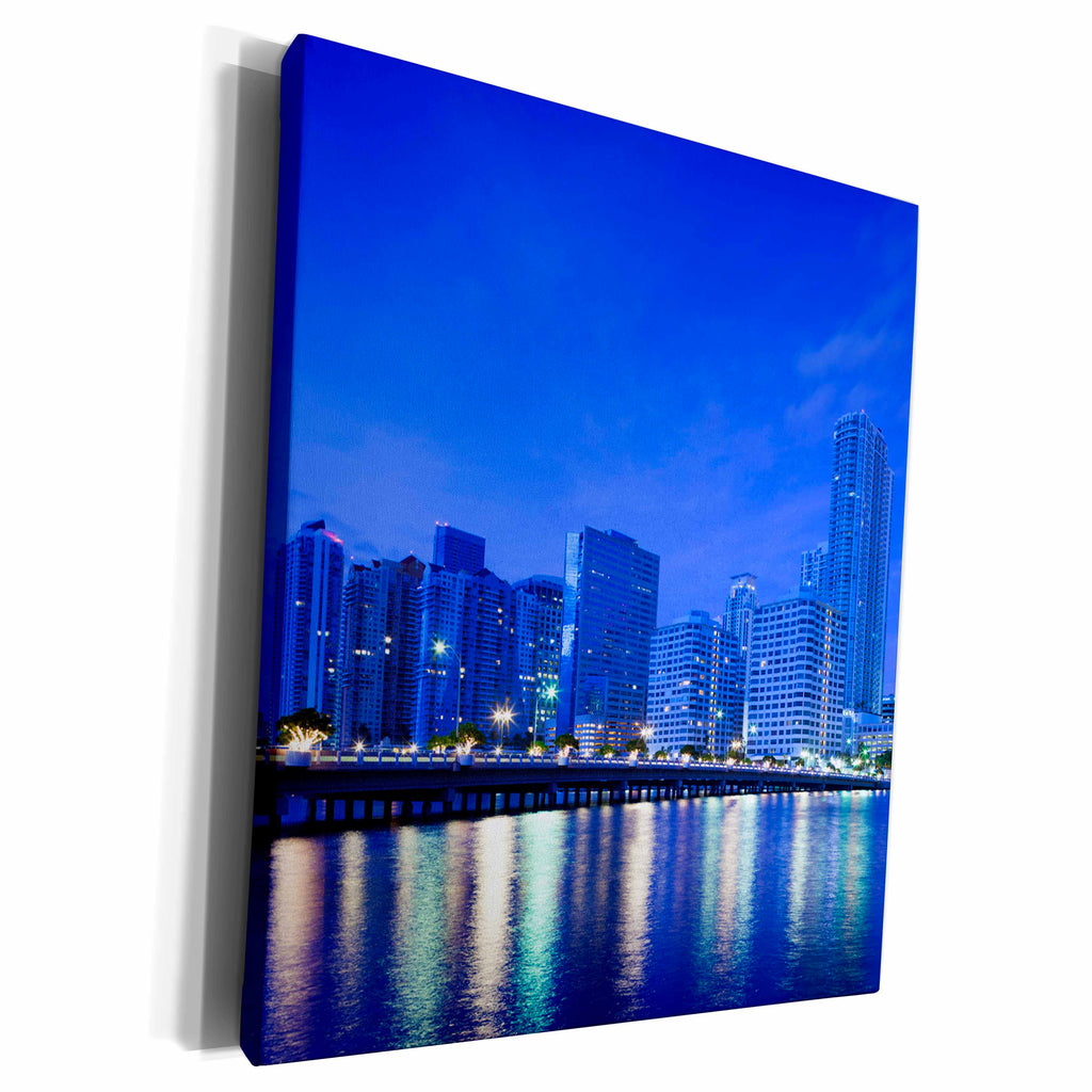 3dRose USA, Florida, Miami, city skyline from Brickell Key,... - Museum Grade Canvas Wrap (cw_205552)