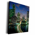 3dRose Elevated city skyline from Brickell Key, evening. - Museum Grade Canvas Wrap (cw_205596)