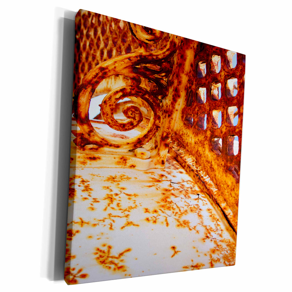 3dRose Yves Creations Textured Elements - Rusty Scroll Corner - Museum Grade Canvas Wrap (cw_20650)