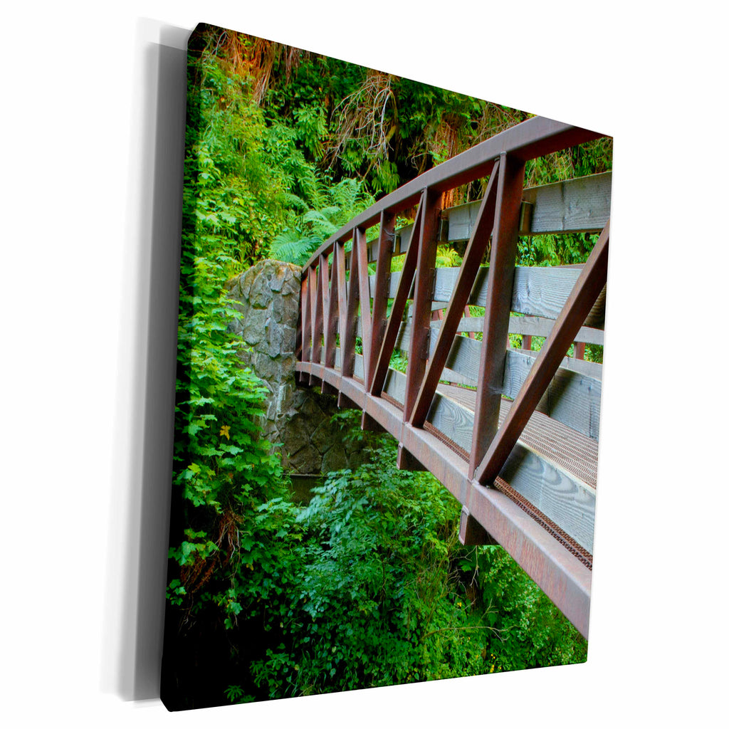 3dRose A bridge crossing Silver Creek, Silver Falls SP,... - Museum Grade Canvas Wrap (cw_208830)