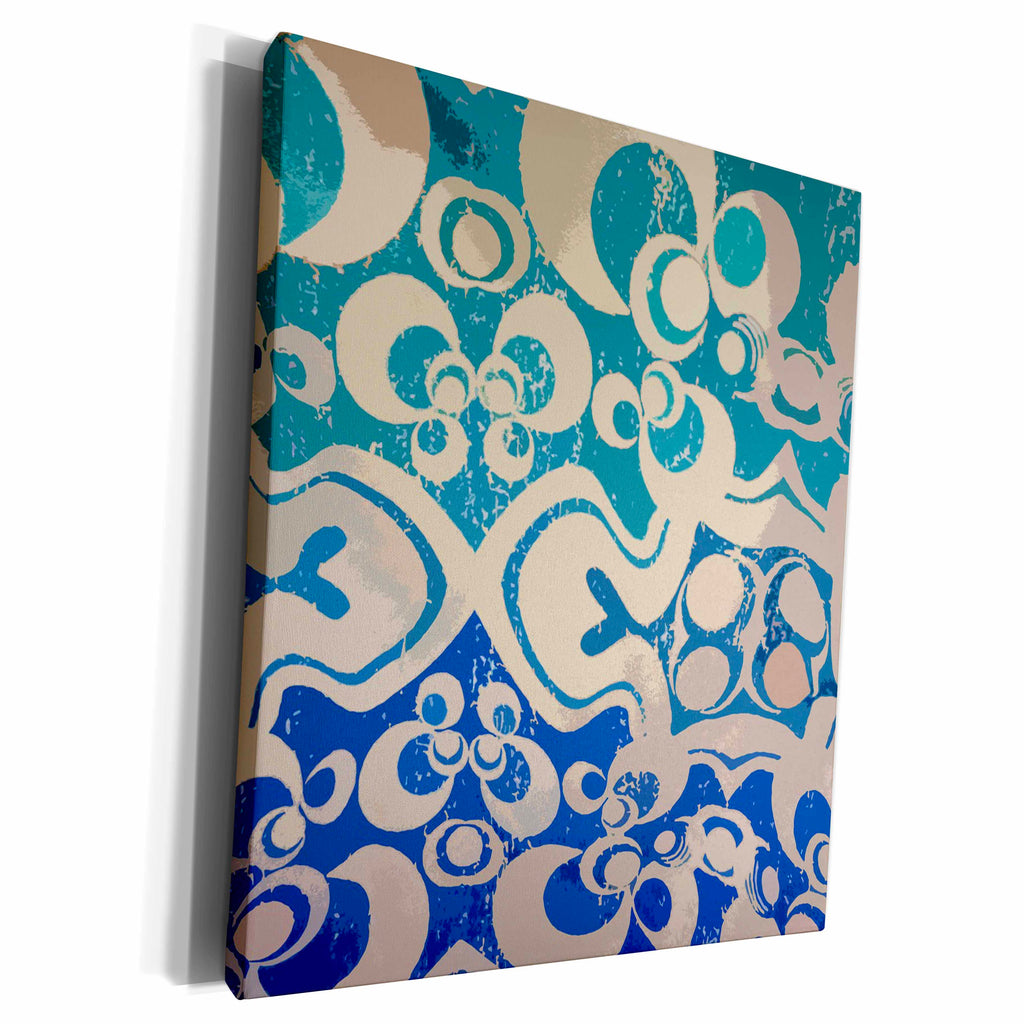 3dRose Florene Abstract Pattern - Tealy Blue - Museum Grade Canvas Wrap (cw_21013)