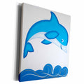 3dRose Cute Blue Dolphin Over Ocean Waves Graphic - Museum Grade Canvas Wrap (cw_210703)