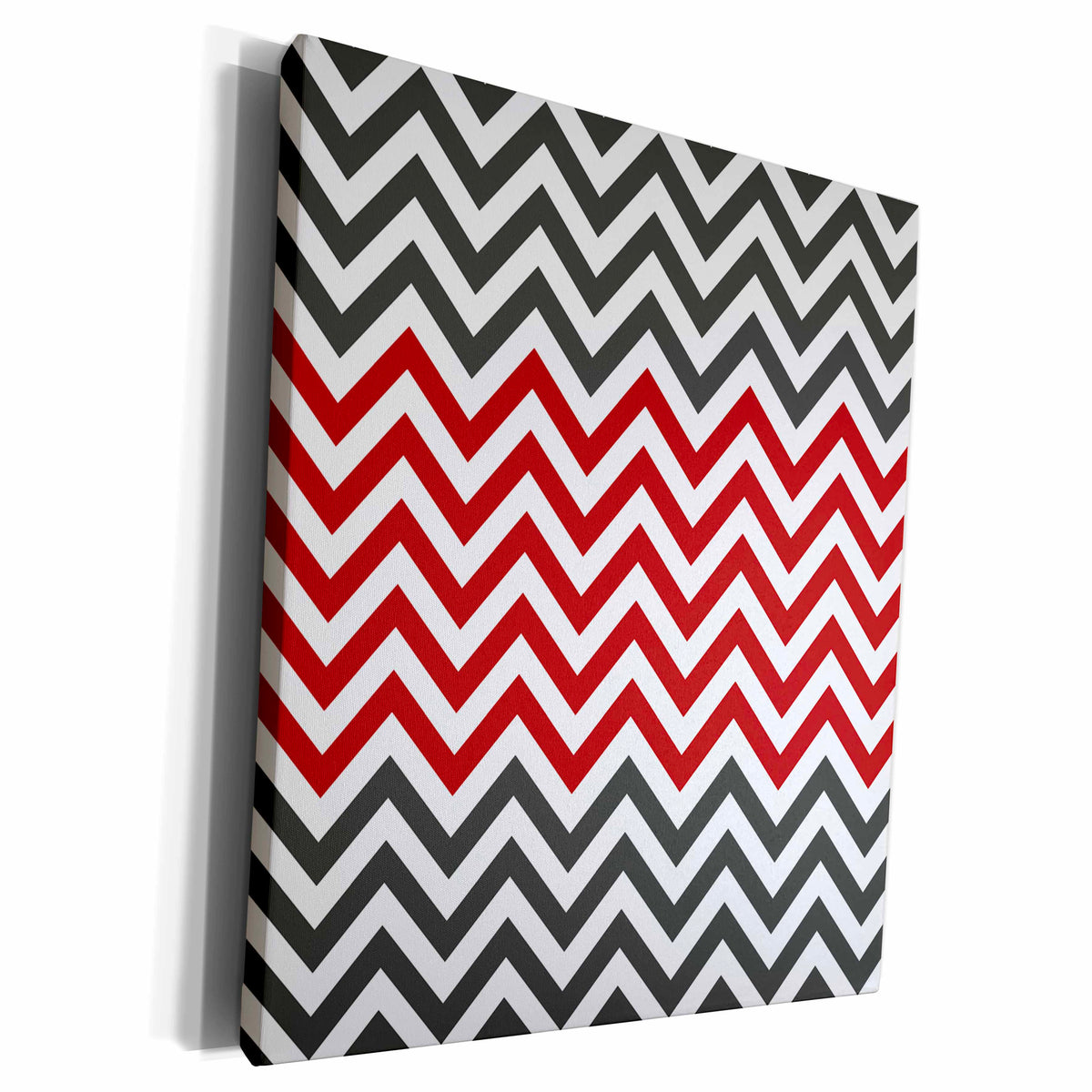 3dRose Red, White, and Charcoal Black Chevron Stripes - Museum Grade Canvas Wrap (cw_210751)