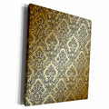 3dRose Gold Metal Effect Flower Damask Pattern - Museum Grade Canvas Wrap (cw_210772)