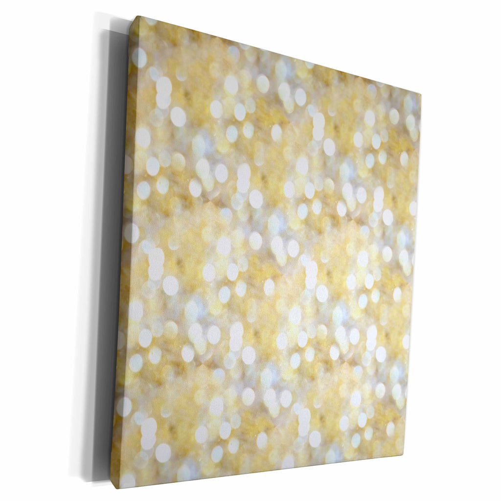 3dRose Gold and White Bokeh Sparkle Pattern - Museum Grade Canvas Wrap (cw_210797)