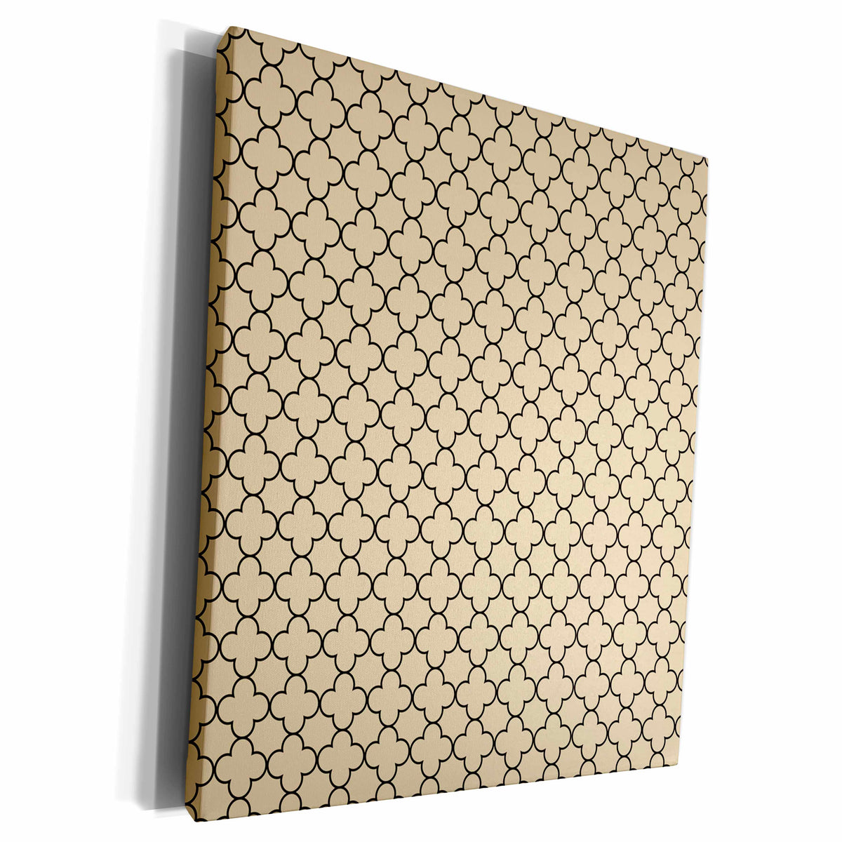 3dRose Beige and Black Chubby Flower Pattern - Museum Grade Canvas Wrap (cw_210841)