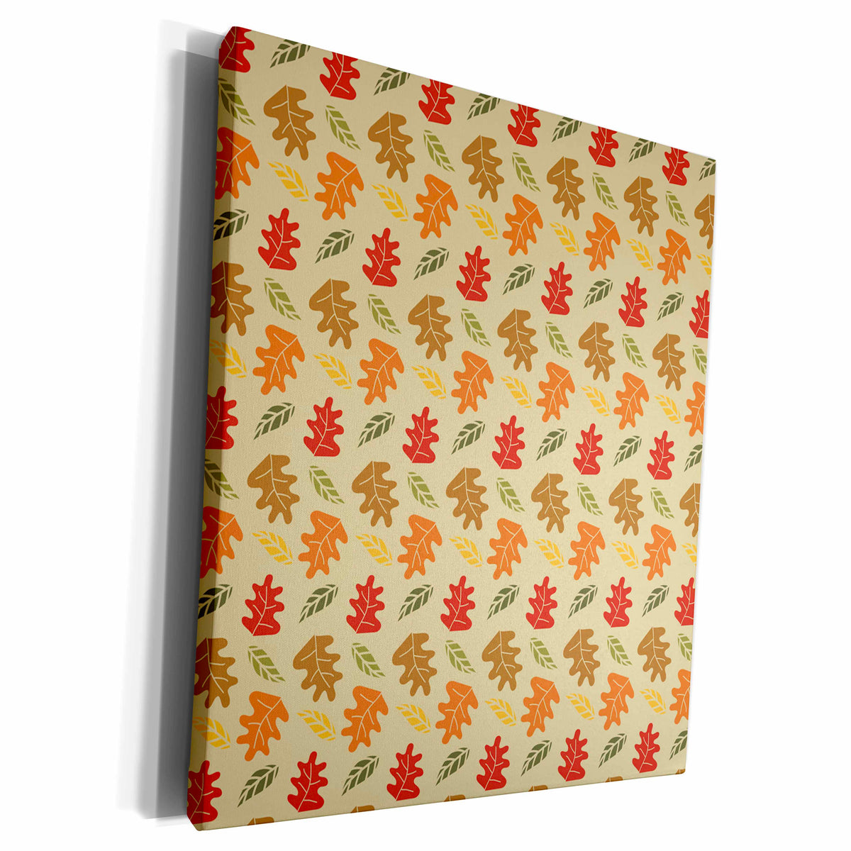 3dRose Orange, Green, Brown Fall Leaves Pattern - Museum Grade Canvas Wrap (cw_210864)