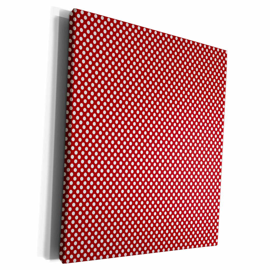 3dRose Red and White Small Polka Dots Pattern - Museum Grade Canvas Wrap (cw_210866)