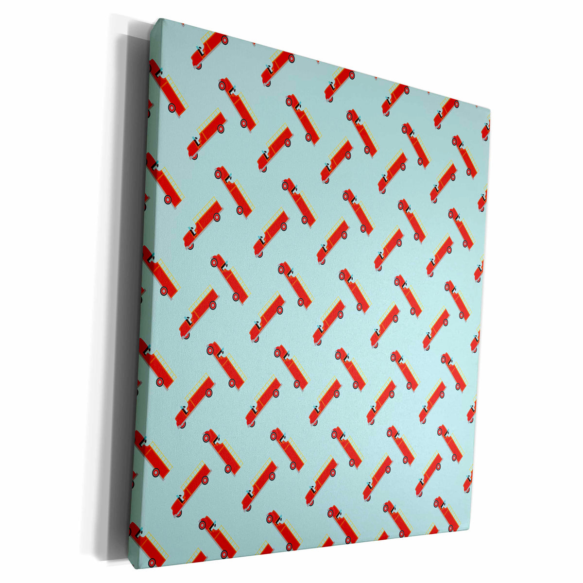 3dRose Anne Marie Baugh - Patterns - Red Fire Truck Pattern - Museum Grade Canvas Wrap (cw_210867)