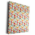 3dRose Orange, Red, Brown, and Light Blue Fall Leaves Pattern - Museum Grade Canvas Wrap (cw_210888)