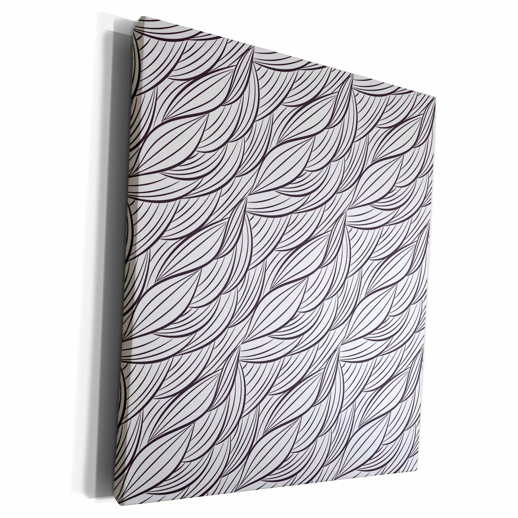 3dRose Black and White Overlapping Leaves Pattern - Museum Grade Canvas Wrap (cw_210894)