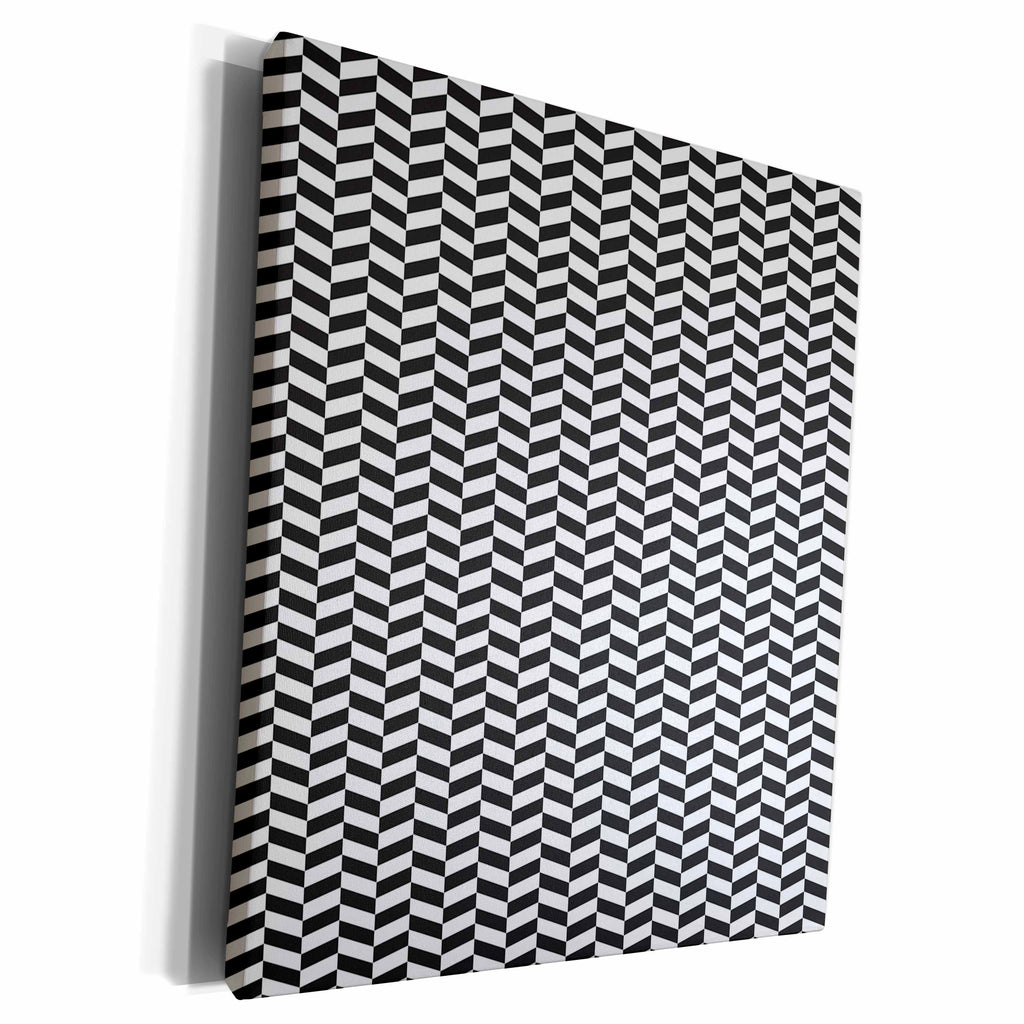 3dRose Black and White Herringbone Pattern - Museum Grade Canvas Wrap (cw_210916)