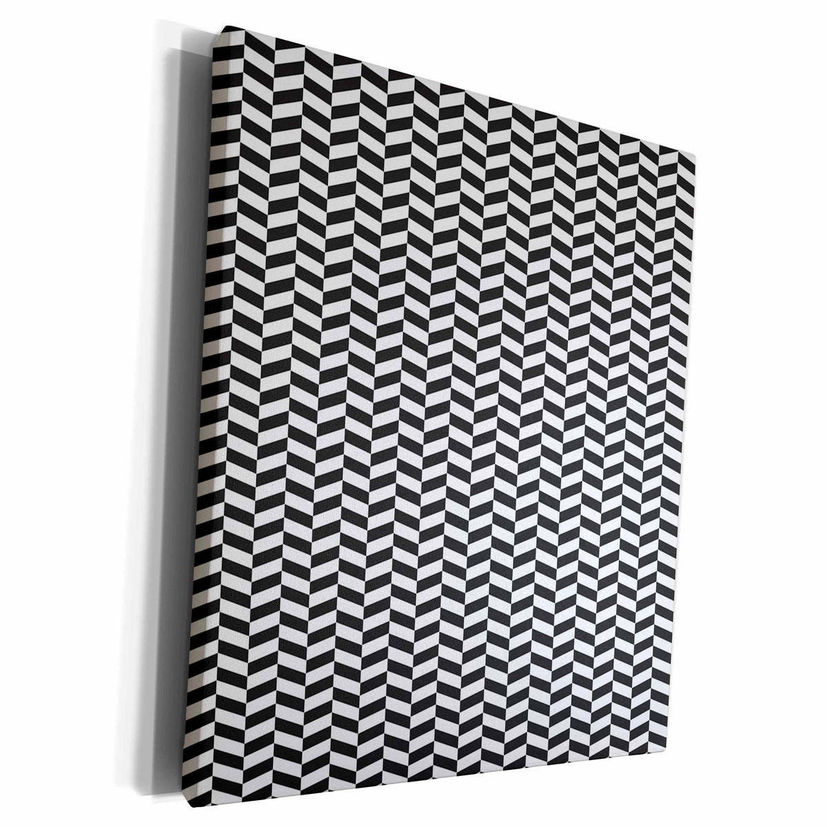 3dRose Black and White Herringbone Pattern - Museum Grade Canvas Wrap (cw_210916)