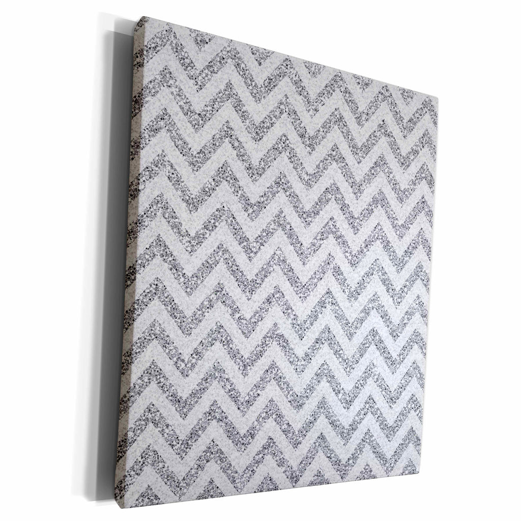 3dRose Silver Glitter Effect Chevron Stripes - Museum Grade Canvas Wrap (cw_210935)