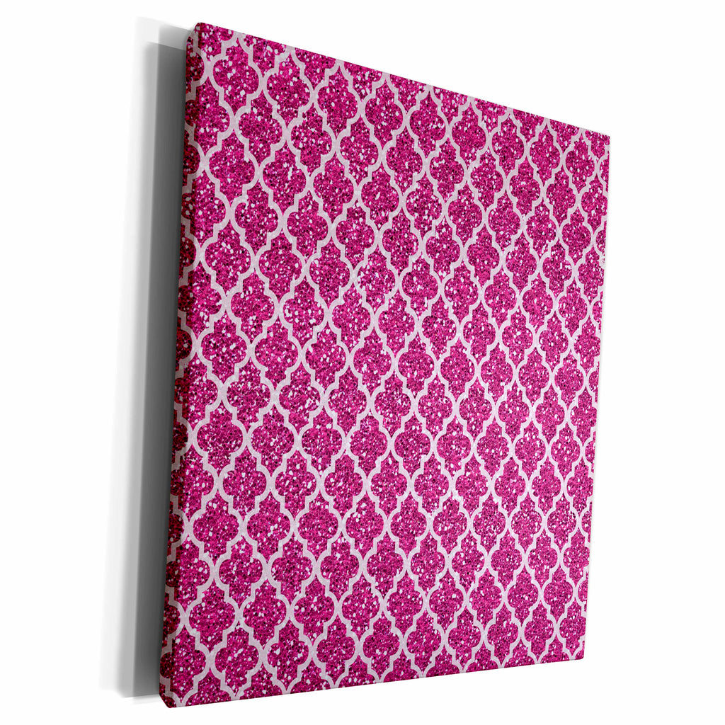3dRose Pink Glitter Effect Moroccan Quatrefoil Pattern - Museum Grade Canvas Wrap (cw_210940)