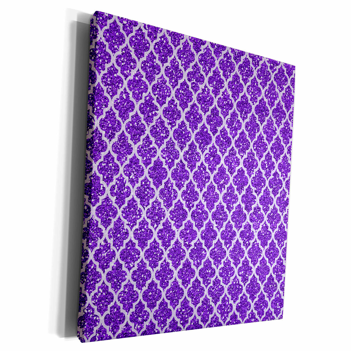 3dRose Purple Glitter Effect Moroccan Quatrefoil Pattern - Museum Grade Canvas Wrap (cw_210941)
