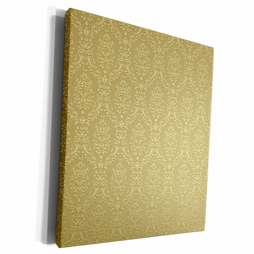 3dRose Gold Embossed Effect Damask Pattern - Museum Grade Canvas Wrap (cw_210947)