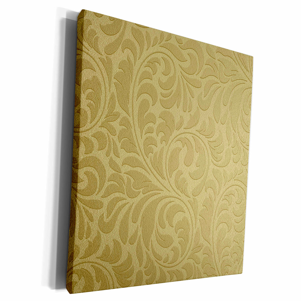 3dRose Gold Embossed Effect Flourish Pattern - Museum Grade Canvas Wrap (cw_210948)