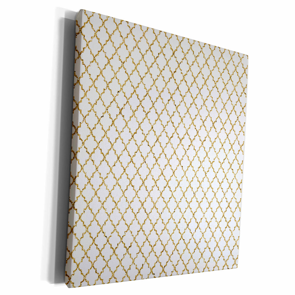 3dRose Gold Glitter Effect Moroccan Quatrefoil Pattern - Museum Grade Canvas Wrap (cw_210959)