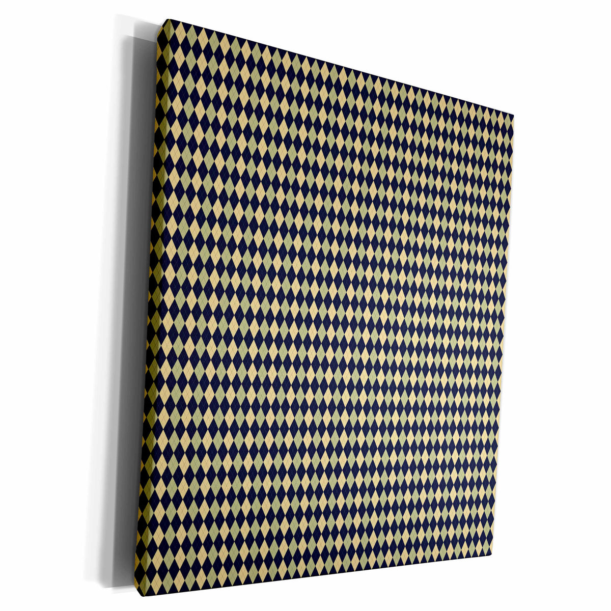 3dRose Small Green, Beige, and Black Argyle Pattern - Museum Grade Canvas Wrap (cw_210965)