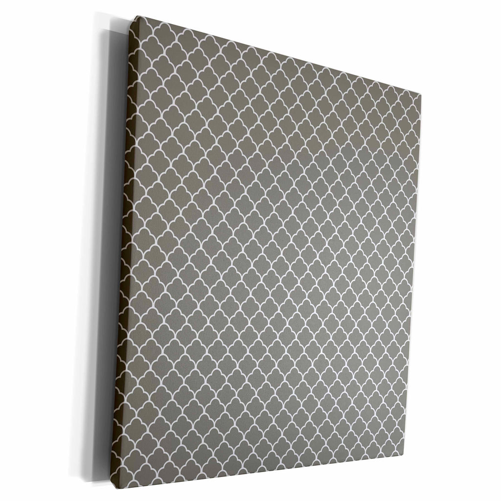 3dRose Gray and White Overlapping Moroccan Quatrefoil Pattern - Museum Grade Canvas Wrap (cw_210972)