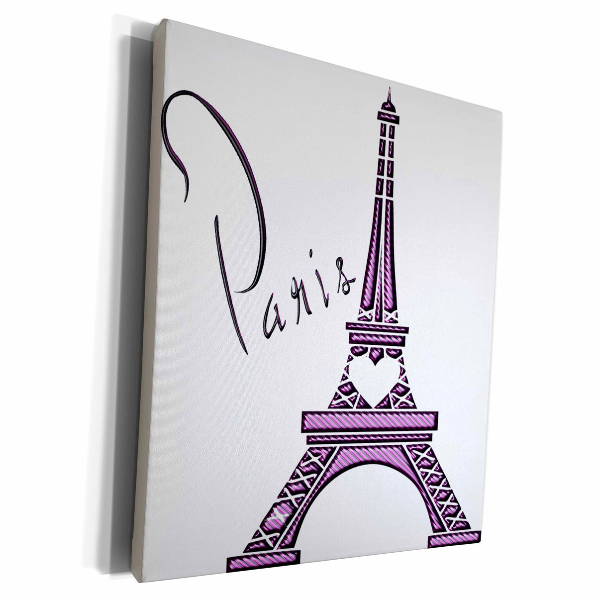 3dRose Purple Gel Effect One Dimensional Eiffel Tower With... - Museum Grade Canvas Wrap (cw_211115)