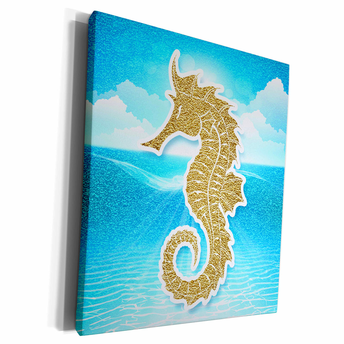 3dRose Gold Glitter Seahorse Sunlit Ocean Tropical Scrapbook... - Museum Grade Canvas Wrap (cw_211233)