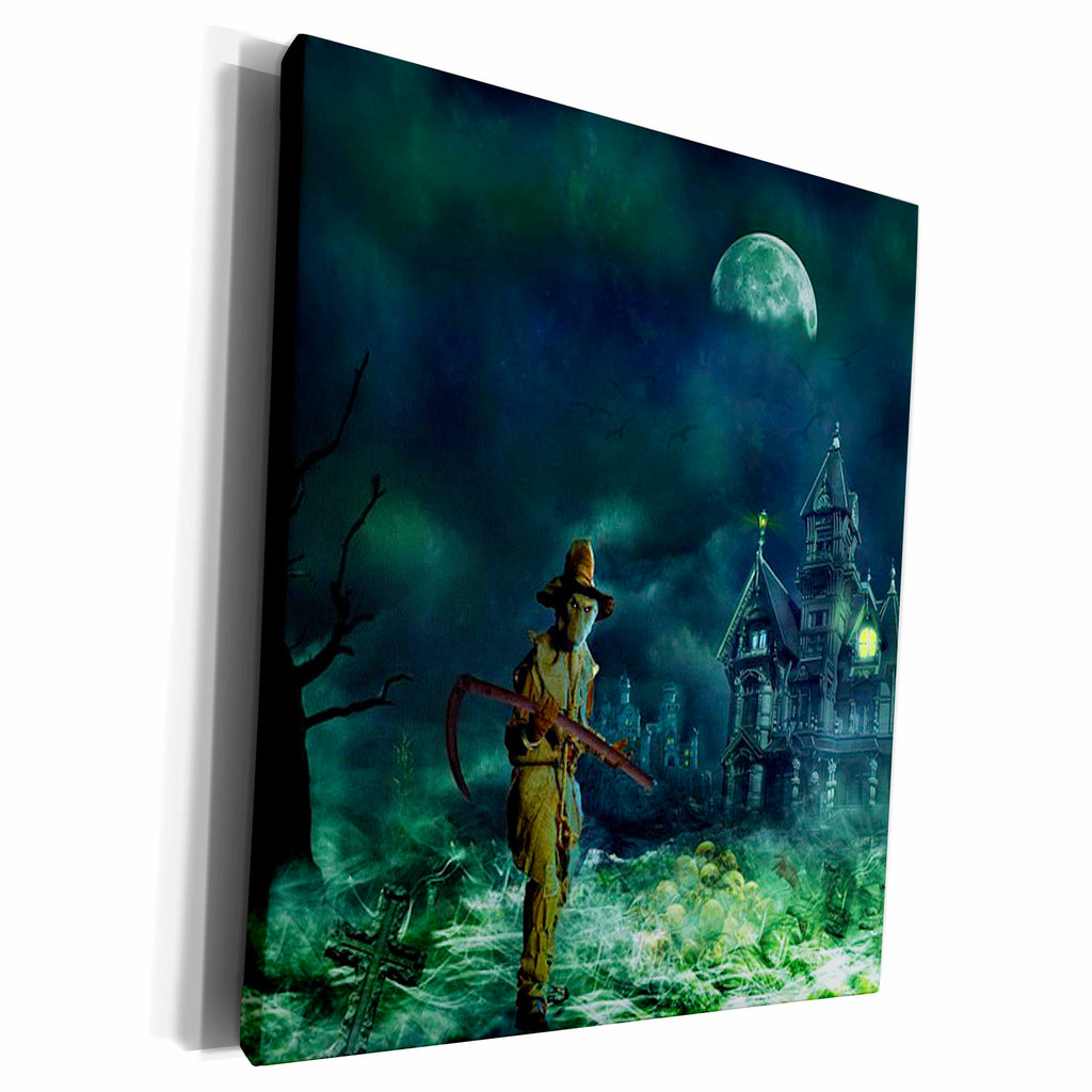 3dRose Grim Reaper with Haunted House - Museum Grade Canvas Wrap (cw_211698)