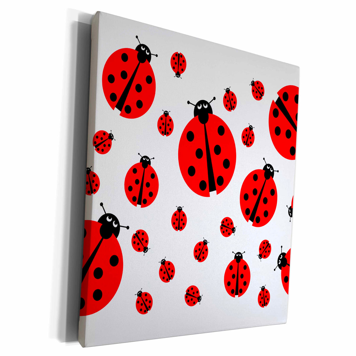 3dRose Image with many different sized ladybugs on white... - Museum Grade Canvas Wrap (cw_211985)