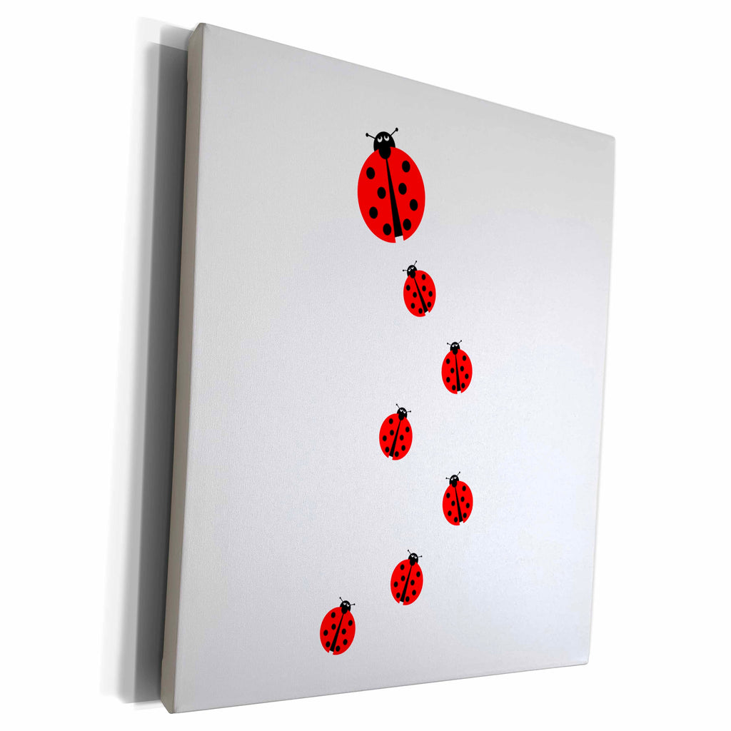 3dRose Image with many different sized ladybugs on white... - Museum Grade Canvas Wrap (cw_211988)