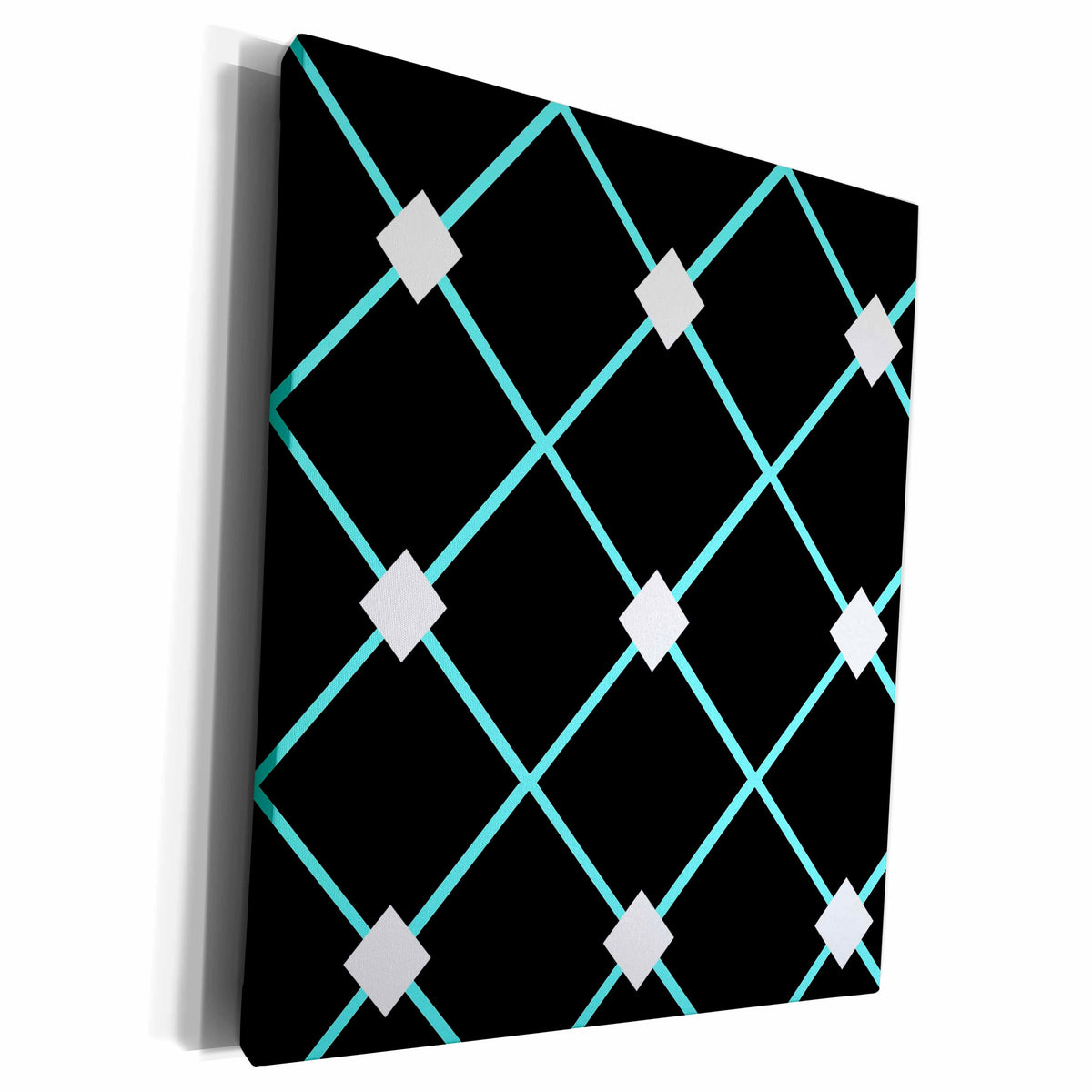 3dRose Geometric pattern. Black blue and white - Museum Grade Canvas Wrap (cw_211991)