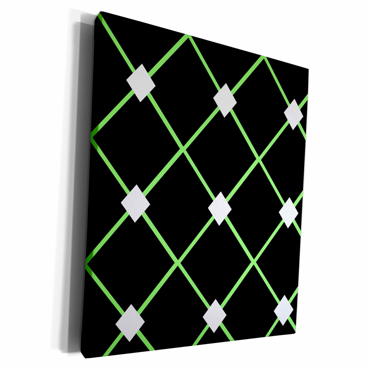 3dRose Geometric pattern. Black lime and white - Museum Grade Canvas Wrap (cw_211992)