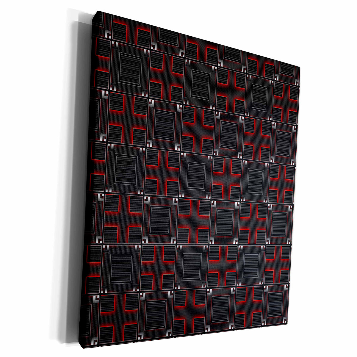 3dRose RinaPiro - Patterns - Geometric pattern. Black and red - Museum Grade Canvas Wrap (cw_211995)