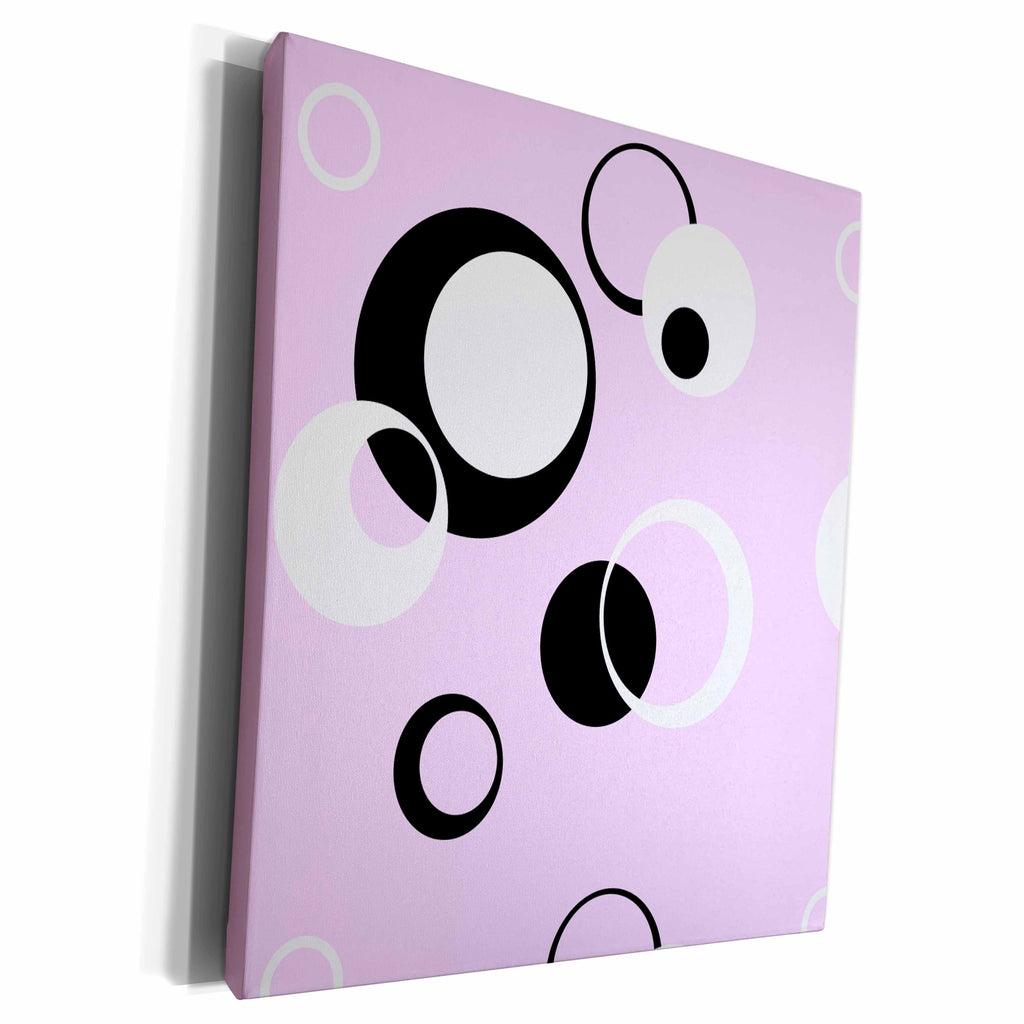 3dRose Geometric pattern. pink white and black - Museum Grade Canvas Wrap (cw_212000)