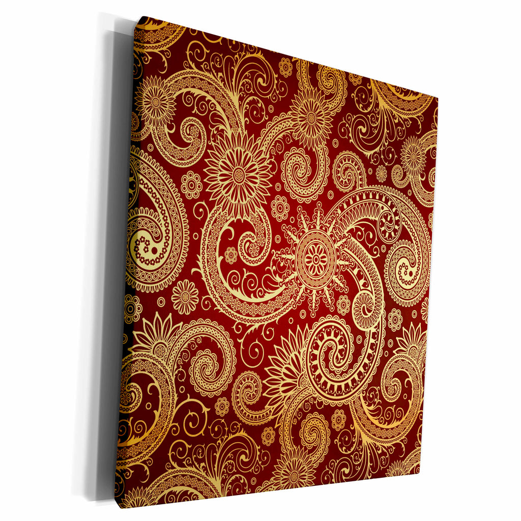 3dRose RinaPiro - Patterns - Pattern, print burgundy and gold - Museum Grade Canvas Wrap (cw_212005)
