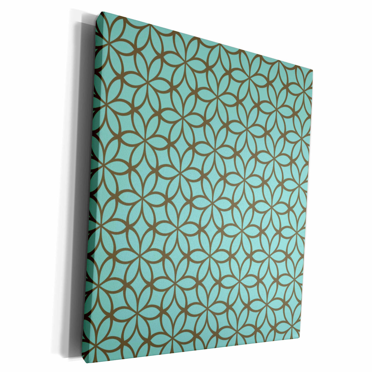 3dRose Retro Pattern, print aqua with brown - Museum Grade Canvas Wrap (cw_212009)