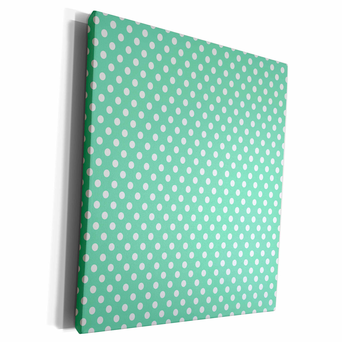 3dRose Mint Green and White Polka Dot Pattern - Museum Grade Canvas Wrap (cw_212467)
